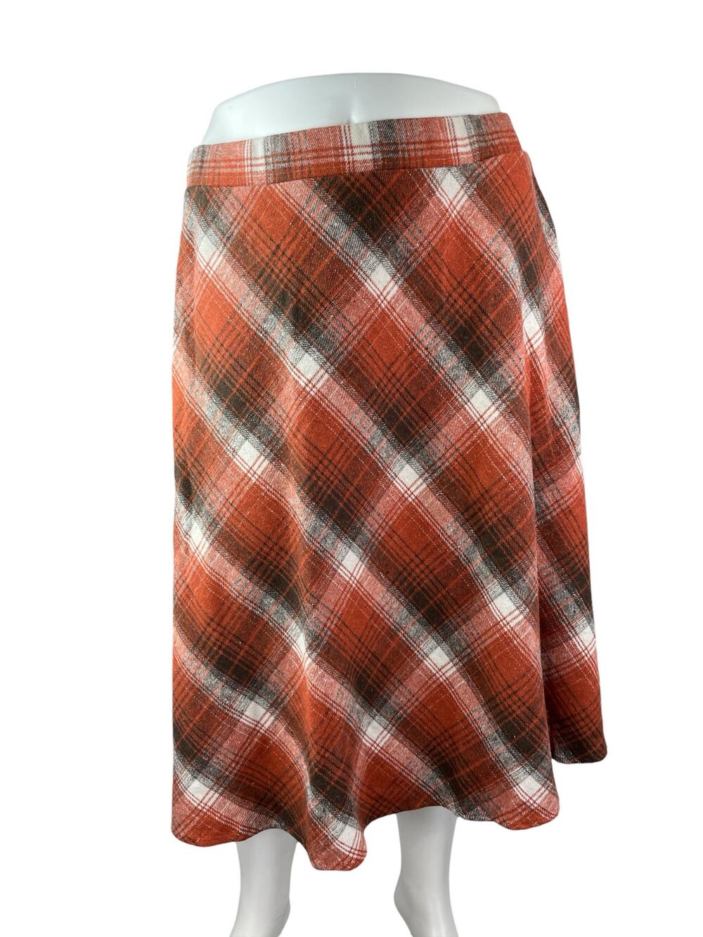 NEW Bloomchic Womens Multicolor Plaid High Rise Flared A-Line Maxi Midi Skirt 26